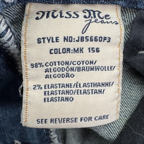 Miss Me Jeans Womens 27 Boyfriend Capri Blue Distressed Embellished Denim Pocket - Picture 9 of 16